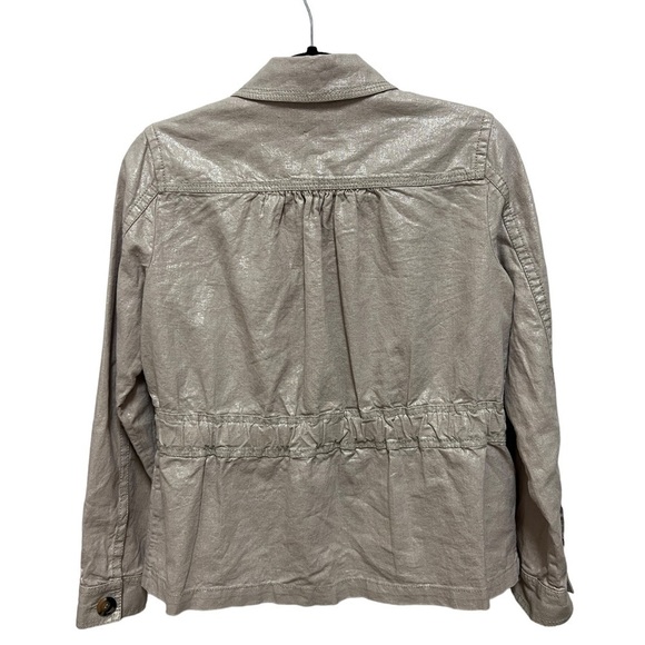 LIZ CLAIBORNE Nude Shimmer Lightweight Button Linen Blend Jacket, Size PM - Picture 9 of 14